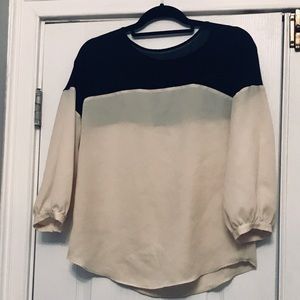 Ann Taylor sheer black and cream colored tunic, S